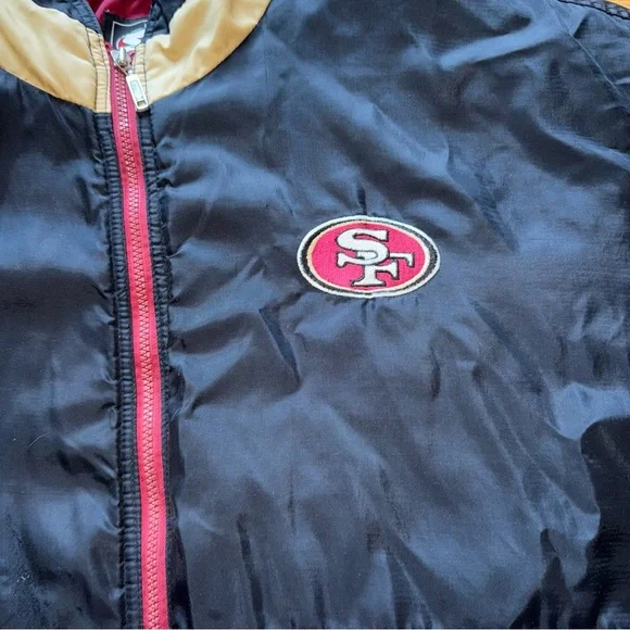 San Francisco 49ers Starter Jacket Mens XL Black Red Gold Vintage